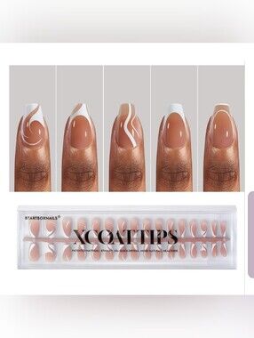BTArtbox French Tip Press On Gel-X Nails 5 Styles XCOATTIPS Short Coffin Nails